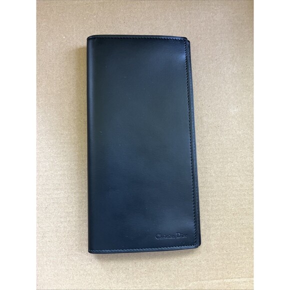 Christian Dior Vintage Black Leather Wallet  Bi-fold Checkbook Made In Spain - Picture 1 of 6